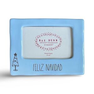 Farmhouse by MAGENTA Rae Dunn “Feliz Navidad ” Blue 4x6” Picture Frame Ceramic